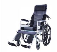 Folding Transport Wheelchair with Swing Away Elevating Legrests, High Back & Removable Headrest, Holds 220 Lbs, for Travel and Daily Use