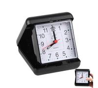 Folding Travel Alarm Clock Battery Operated - Compact Portable No-Ticking Quartz Travel Clock with Clear Arabic Numbers,Silent Small Alarm Clock for Bedside Desk Camping,Folding Design with Black Case