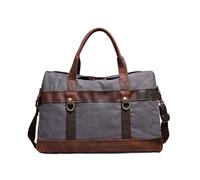 Folding Travel Bag Waterproof Waxed Canvas Leather Men Travel Bag Hand Luggage Bag Carry On Large Tote Vintage Men Duffle Weekend Bag Big Overnight(Dark Grey)