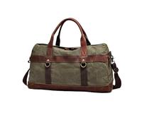 Folding Travel Bag Waterproof Waxed Canvas Leather Men Travel Bag Hand Luggage Bag Carry On Large Tote Vintage Men Duffle Weekend Bag Big Overnight(Green)