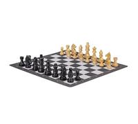 Folding travel chess set， Chess Set With Rubber Board And Solid Wood Pieces Multicolor International(Tea Color)