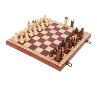 Folding travel chess set， Wooden Chess Set Velvet Bottom Foldable International Chessboard Brown 34.5x34.5cm