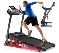 Folding Treadmill 15% Incline Levels, 2025 New Generation Walking Pad Running Machine, 1-16KM/H with 0-15% Auto Incline, Max Weight 150kg, 43 * 119cm Running Belt, 18 Professional Programs (Black)
