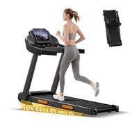 Folding Treadmill with 16% Incline, 4-in-1 Foldable Treadmill 12KM/H for Home, 3HP Running Jogging Machine, 180KG Capacity Quiet Electric Machine for Office Gym, 3 Screen LED Display & 12 Programs