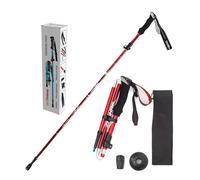 Folding Trekking Pole for Hiking - 7050 Aluminum Collapsible Walking Stick, Adjustable Ultralight Compact Hiking Pole with Metal Flip Lock, Tungsten Tip & Storage Bag for Men Women