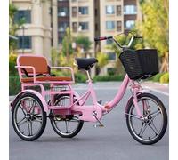 Folding Tricycle for Elderly, Human Powered Pedal Bicycle with Back Seat, 3 Wheels Design Featuring Hydraulic Front Fork and Front & Rear Drum Brakes for Stability and Safety