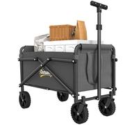 Folding Trolley Cart 41L Grey Oxford Fabric Heavy-Duty 60kg Telescopic Handle XL