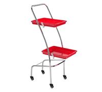 Folding Trolley Cart for Hairdressers & Barbers - Mobile Salon Service Tray with Wheels, Tattoo Tools nizer, Professional Storage Solution (Rosso)