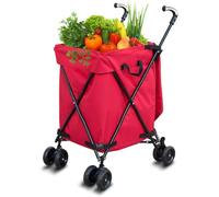 Folding Trolley Cart with Wheels for Garden, College, Heavy Loads - Portable Utility Cart, Compact Storage Solution for Shopping, Outdoor, and Travel