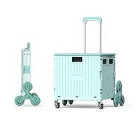 Folding Trolley Storage Box - Portable Shopping Cart with Lid, Lightweight Stair Climbing Cart on 8 Wheels for Easy Carrying and Transport