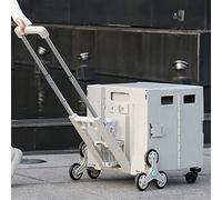 Folding Trolley Storage Box with Lid, 8-Wheeled Stair Climbing Cart for Easy Transportation and Shopping