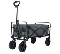 Folding Trolley Utility Wagon Cart with All-Terrain Wheels, 100L Storage Capacity, Heavy-Duty Steel Frame,Garden Wagon Cart 150kg Load Capacity (Grey)