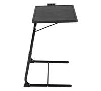 Folding TV Tray Adjustable 6 Heights Cup Holder, Lightweight Bedside Table for Study Writing Eating, Constructed with PP, Steel Pipe, Black