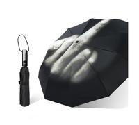 Folding umbrella with middle finger, 1 fully automatic funny international gesture umbrella, compact double-layer umbrella, black sun protection and anti-ultraviolet umbrella, folding umbrella for sun