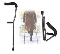 Folding Underarm Crutches Adults, 9-level Height Adjustable Aluminum Crutches, Portable Walking Crutches, Suitable for Height: 145-180cm/4' 7''-5' 9'' (Color : Black, Size : 1 count) Double the (Black