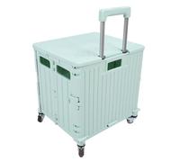Folding Utility Cart Collapsible Rolling Crate, Handcart Shopping Trolley, Portable Tools Carrier with Telescopic Handle, Wheels, for Grocery, Shopping, Office, Storage, Teacher
