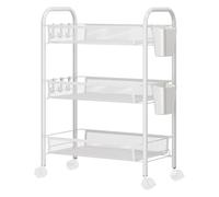 Folding Utility Cart,Fruit Vegetable Storage Basket Rack with Wheels,Stackable Metal Wire Baskets for Kitchen Pantry Bathroom,Fruit Produce Organizer Bins Kitchen,Pantry,Bathroom