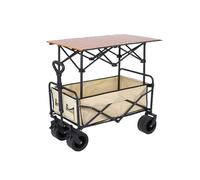Folding Utility Wagon Cart with Table 150kg Capacity Double Brake Heavy Duty Design Portable Trolley for Outdoor Events 97x51x56cm (Beige)