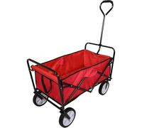 Folding Wagon 70kg Collapsible Trolley Cart w/Wheels Camping Beach Garden Buggy | Heavy Duty Collapsible Garden, Beach & Camping Utility Buggy (Red, 70kg)