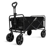Alivio Heavy Duty Folding Wagon Cart Large, Collapsible Outdoor Garden Trolley with Adjustable Handle for Holiday Shopping Outdoor Camping Garden Beach 70 x 48 x 50cm (Black)