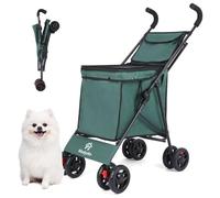Folding Wagon Cart,Heavy Duty Garden Cart, Outdoor Beach Wagon, Large Capacity Beach Wagon with All-Terrain Wheels, Adjustable Folded Cart for Camping Shopping Sports (B Dark green)