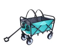 Folding Wagon Cart with Straps - Heavy Duty Utility Grocery Cart for Camping Shopping Sports Gardening & Fishing - Supports 225lbs (Green)