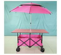 Folding Wagon Foldable Camping Cart Portal Festival Wagons,Heavy Duty Pull Along with an adjustable-height table-ideal for honing business acumen at night markets and roadside stalls,pink