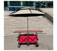 Folding Wagon Foldable Camping Cart Portal Festival Wagons,Heavy Duty Pull Along with an adjustable-height table-ideal for honing business acumen at night markets and roadside stalls,red
