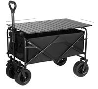Folding Wagon Outdoor Folding Utility Wagon Folding Wagon Cart Utility Garden Trolley Portable Rolling Shopping Trolley Beach Cart(Black)