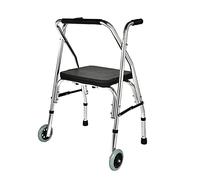 Folding Walker for Elderly Adults Lightweight Aluminium Walking Frame with 2 Wheels and Seat Height Adjustable Rehabilitation Training The New