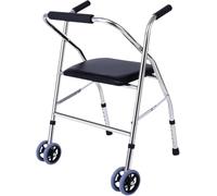 Folding Walker for Seniors with Seat, Adjustable Height Mobility Aid with Wheels, Portable and Lightweight, Ideal for Indoor and Outdoor Use, Assistive Walking Frame for Elderly and Dis,