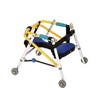 Folding Walker, Height Adjustable Directional Four-Wheeled Walker,with Seat for Child, Cerebral Palsy Lower Limb Rehabilitation Standing Frame Walking Aid