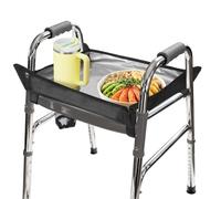 Folding Walker Tray with Cup Holder, Adult Mobility Accessory Fit Standard Folding Walker Table for Senior Non Slip Mat for Food Removable Easy Assembly(Black)