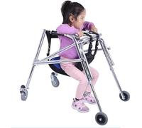 Folding Walker Walking Frame Adjustable Height Walker for Kids Cerebral Palsy Disability Rehabilitation Auxiliary Walking Frame(Small)