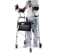 Folding Walker with Forearm rt - Disabled & Elderly Upright Walker with Brakes, Seat, Foldable Aluminum Rollator, Mobility Aid rting 150kg/330lbs