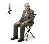 Folding Walking Cane with Seat and Light, Adjustable Height Walking Stick for Seniors, Aluminium Alloy Cane Chair with LED Light Magnetic Therapy Stones, Heavy Duty Support up to 440 lbs (Black)