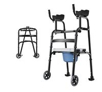 Folding Walking e with Wheels and Seat,Folding Lightweight Aluminium Height Adjustable Standard Walker,Stand-Assist Walking Aids,Walking Aids Mobility Walker for Mom Dad