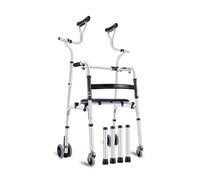 Folding Walking Frame with Wheels and Seat,Adjustable Frame Walking Aids for The Elderly Disability Walker,Foldable Aluminum Alloy Upright Walking Aids for Walking with Arm Support