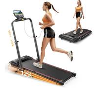 Folding Walking Pad with Incline and Adjustable Hight for Home Dark Red