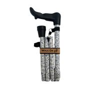 Folding Walking Stick, Arthritis Support Aid With Ergonomic Handle, Various Patterns (Heather, Standard, Left Hand)