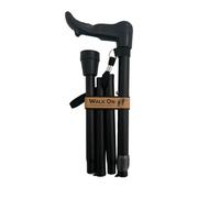 Folding Walking Stick, Arthritis Support Aid With Ergonomic Handle, Various Patterns (Matt Black, Standard, Left Hand)