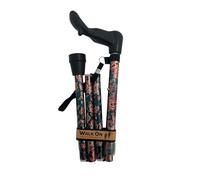 Folding Walking Stick, Arthritis Support Aid With Ergonomic Handle, Various Patterns (Paisley, Standard, Left Hand)