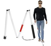Folding Walking Stick Foldable Tube with Night Reflective Non-Slip Handicap Walking Canes Aluminium Alloy Guide for Visual Impairments and Blind Folds in 4 Sections