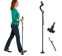 Folding Walking Stick for Balance, Adjustable 102-125 cm Posture Walking Cane, Ergonomic Upright Handle, Lightweight Aluminium with 360° Pivot Ferrule