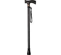 Folding Walking Stick In Black - Portable - Fully Adjustable - Lightweight - Aluminium - None Slip Foot - Simple