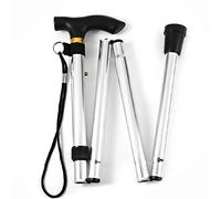 Folding Walking Stick Unisex - Adjustable According to User Heigt - NonSlip Rubber Base Anti Fatigue Handle And RustProof Material With Hanging Loop - Cane Support Upto150Kg - Disability Aid (Silver)