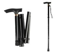 Folding Walking Sticks for Ladies, Foldable Stick for Mens, Black Heavy Duty 33.46-37.4" Telescopic Adjustable Elderly, Extendable & Ergonomic Grip