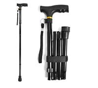 Folding Walking Sticks, Walking Stick Cane for Men Women,Portable Cane with T Handle Lightweight Height Adjustable,Non-Slip Base (Black)