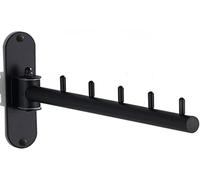 Folding Wall Mounted Clothes Hanger Rack with Swing Arm, Foldable 180°Rotation, Stainless Steel 304 Folding Clothes Hanger Drying Rack Rod, for Laundry Room Valet Hook (Black)