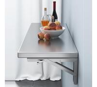 Folding Wall-Mounted Desk Space-Saving Floating Table Stainless Steel Laundry Table Compact Workbench for Small Spaces Wall Fold Down Desk (130x40cm/51x16in)